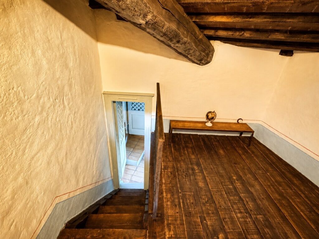Stairway to the loft in the Il belvedere apartment, Borgo Braila, Umbria