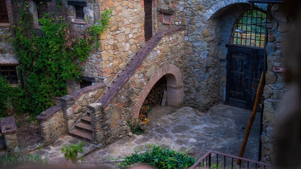 Stone staircase in the borgo in the Il ponente apartment, Borgo Braila, Umbria