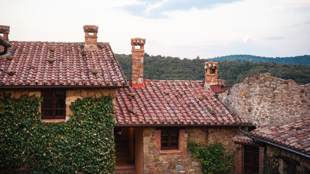 Rooftops of the medieval village in the Il ponente apartment, Borgo Braila, Umbria